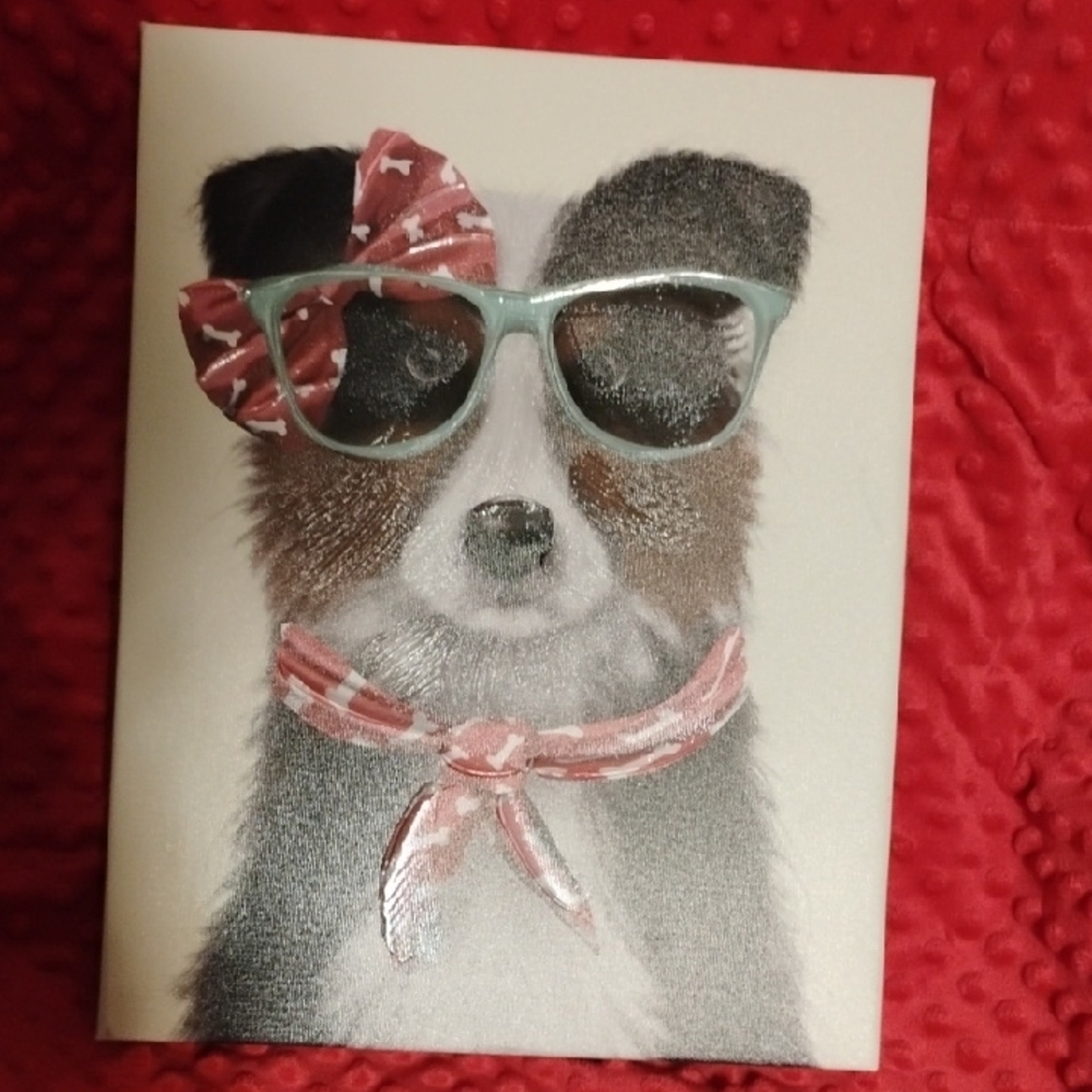 Stylish Dog Canvas with Red Accents